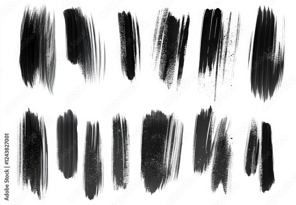 A set of black pencil strokes on a white background. Vector doodles. A set of black pencil strokes on a white background. Vector doodles.