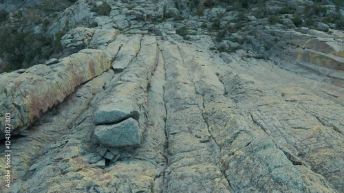 Drone Shot of Devils Tower: Majestic Monolithic Volcanic Butte in Wyoming