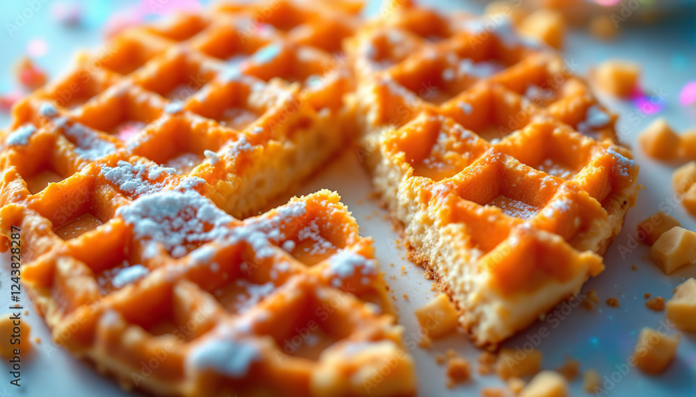 Delicious Golden Waffles with Powdered Sugar Delicious Golden Waffles with Powdered Sugar