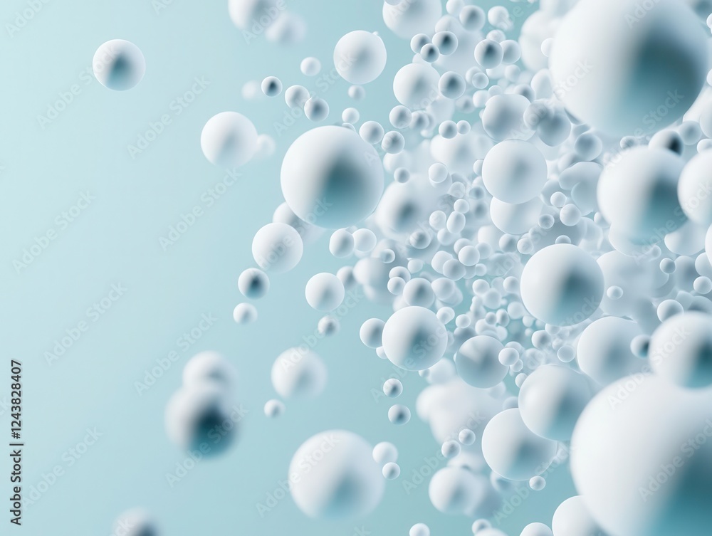 Obraz premium Abstract white bioreactor concept with floating organic elements