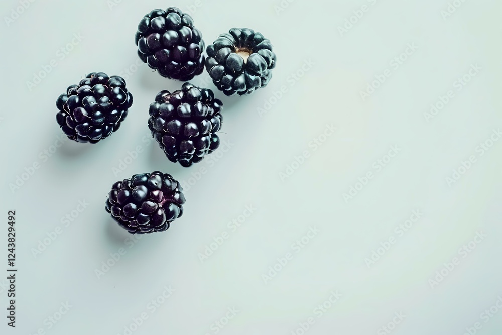Fresh ripe blackberries scattered on light background, perfect for healthy eating lifestyle blogs, food photography, and natural product marketing designs. Fresh ripe blackberries scattered on light background, perfect for healthy eating lifestyle blogs, food photography, and natural product marketing designs.
