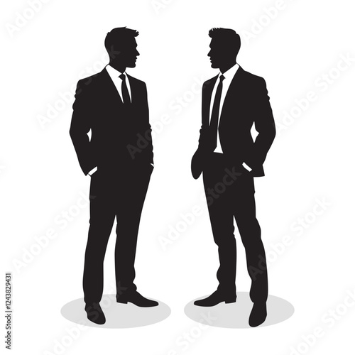 business professionals silhouette vector, corporate men in suits icon design