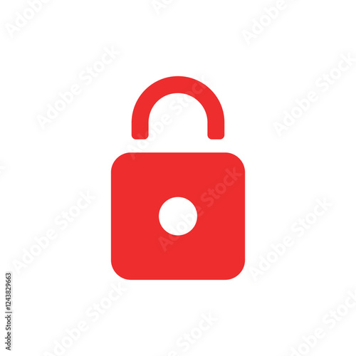 red padlock security icon vector, minimalist lock symbol for privacy design