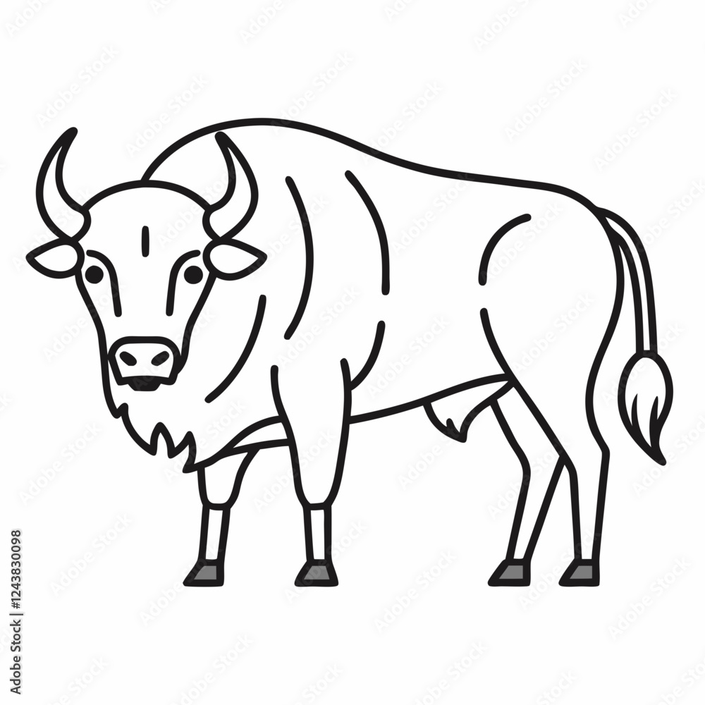 Simple a Bison line art vector white background Simple a Bison line art vector white background