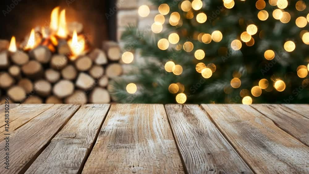 Enjoy the inviting ambiance of a warm fireplace alongside sparkling holiday lights, fitting for a winter gathering Enjoy the inviting ambiance of a warm fireplace alongside sparkling holiday lights, fitting for a winter gathering