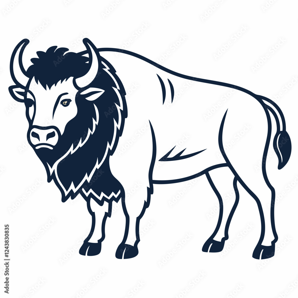 Simple a Bison line art vector white background Simple a Bison line art vector white background