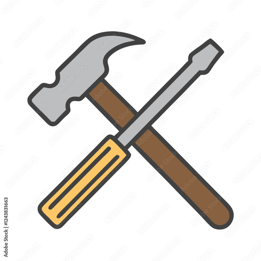 Hammer and Screwdriver Vector Icon Design Hammer and Screwdriver Vector Icon Design