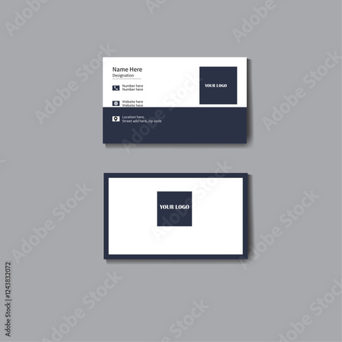 Modern Business Card - Creative and Clean Template With Dark blue and White.