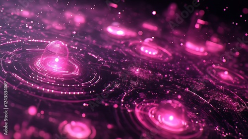 Abstract Pink Digital Network Visualization