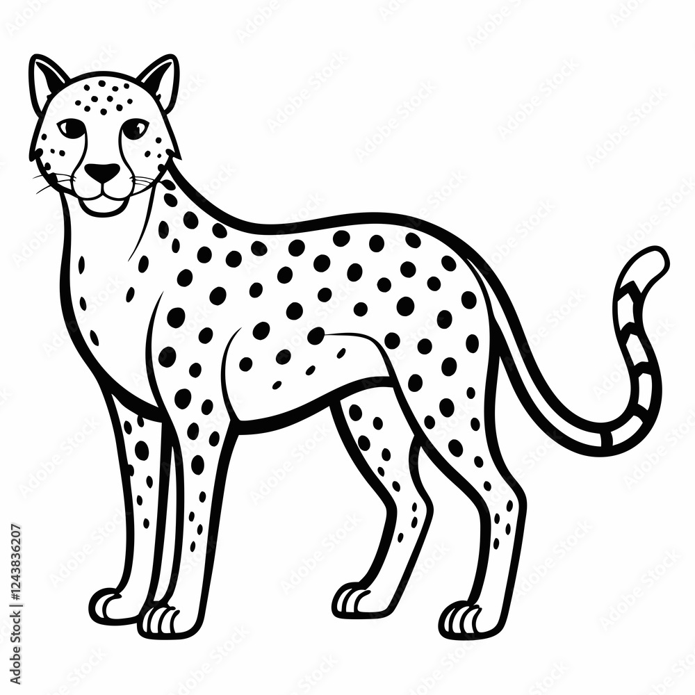 Fototapeta premium Simple a Cheetah line art vector white background
