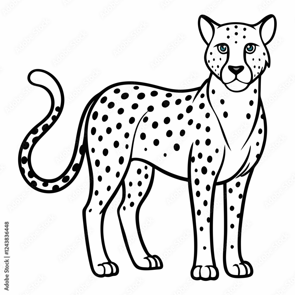 Simple a Cheetah line art vector white background Simple a Cheetah line art vector white background