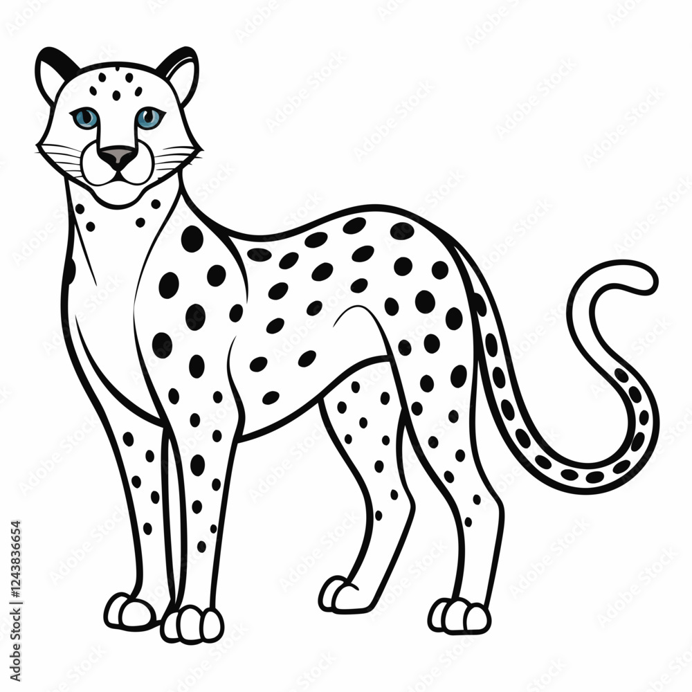 Fototapeta premium Simple a Cheetah line art vector white background