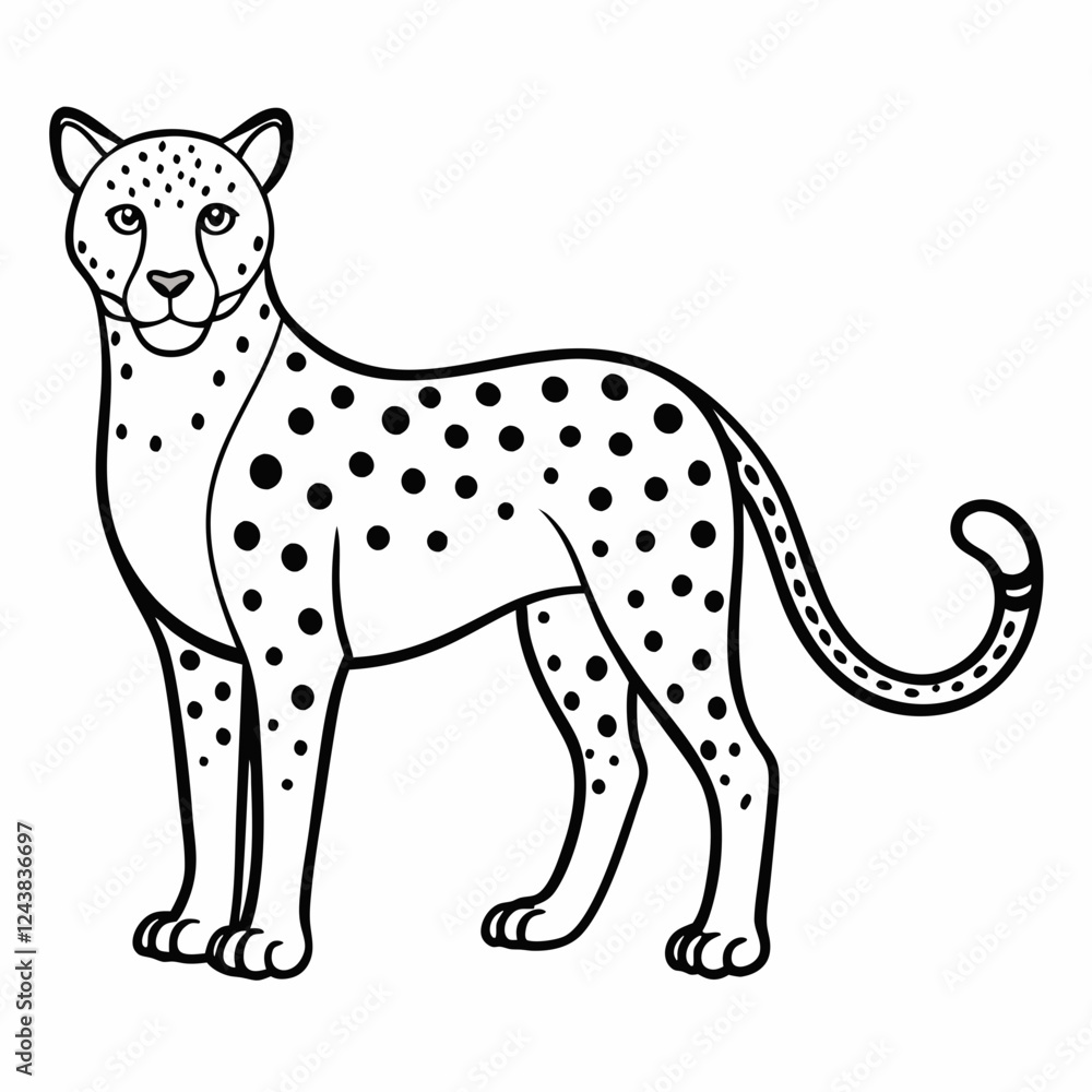 Fototapeta premium Simple a Cheetah line art vector white background