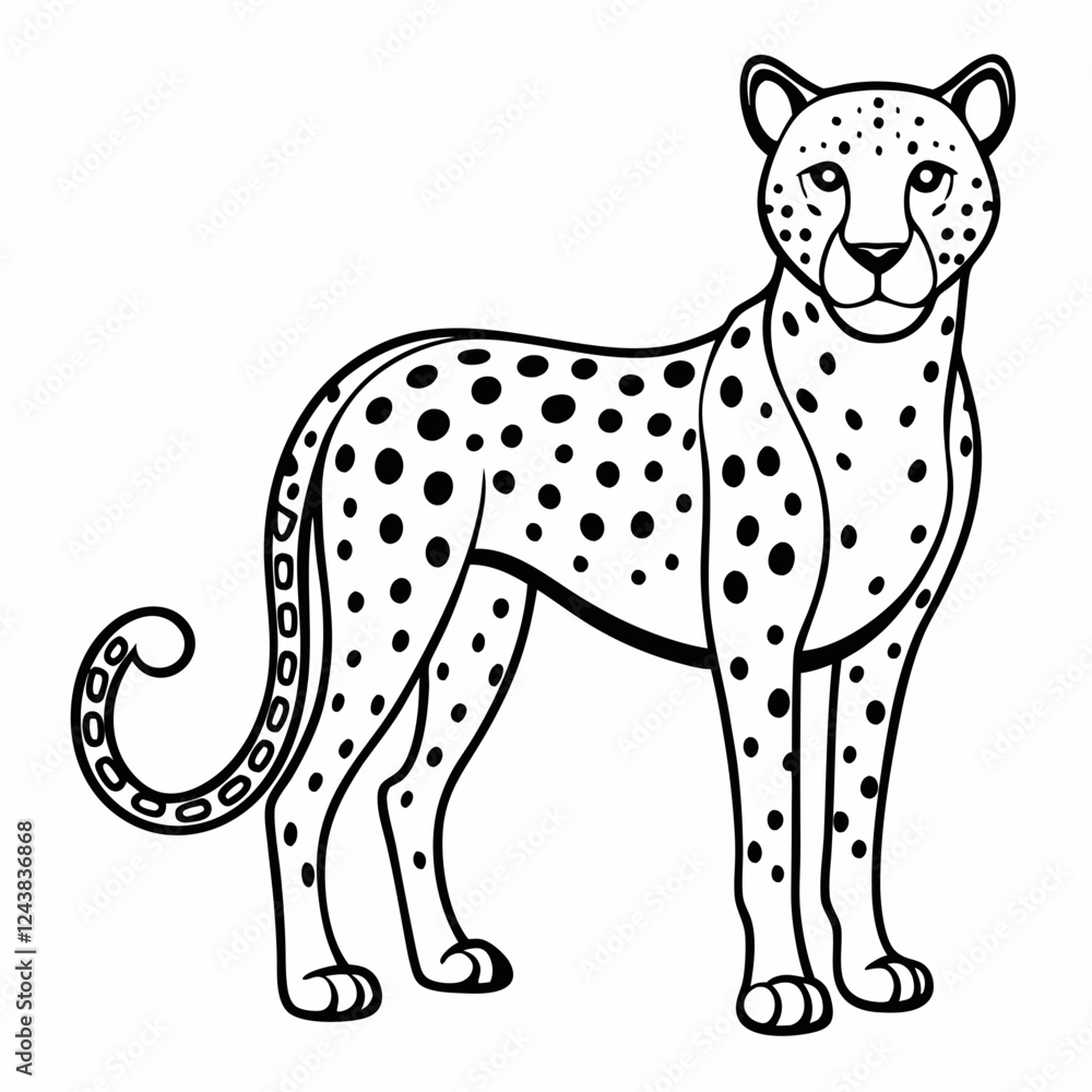 Fototapeta premium Simple a Cheetah line art vector white background