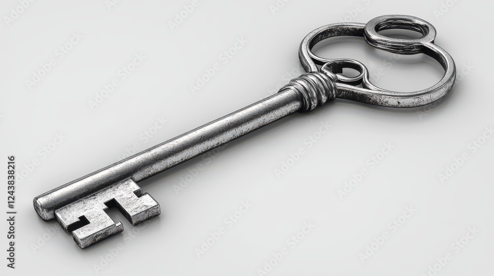 silver key isolated on transparent background silver key isolated on transparent background