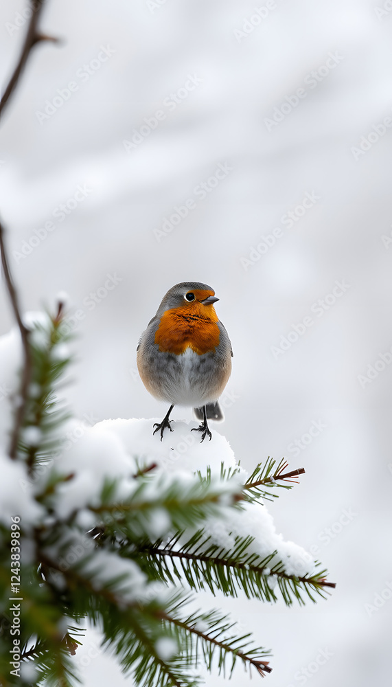 robin in the snow. with white shades robin in the snow. with white shades