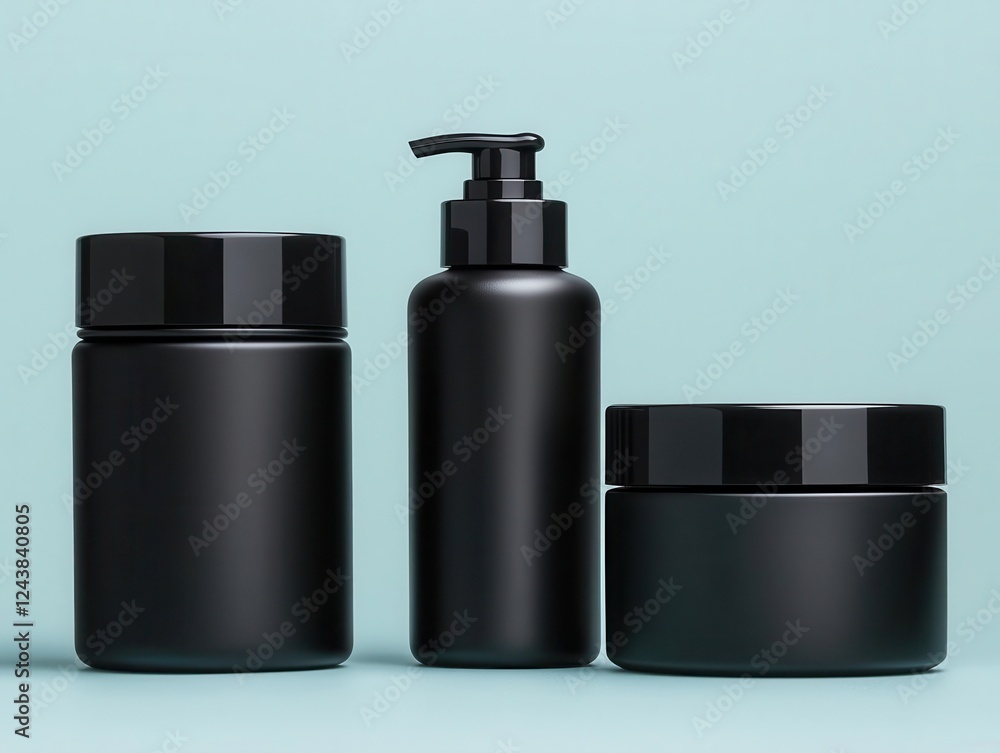 Monochrome skincare packaging set against a seamless gradient background, clean and modern Monochrome skincare packaging set against a seamless gradient background, clean and modern