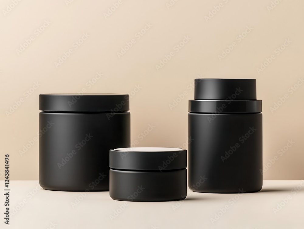 Monochrome skincare packaging set against a seamless gradient background, clean and modern Monochrome skincare packaging set against a seamless gradient background, clean and modern