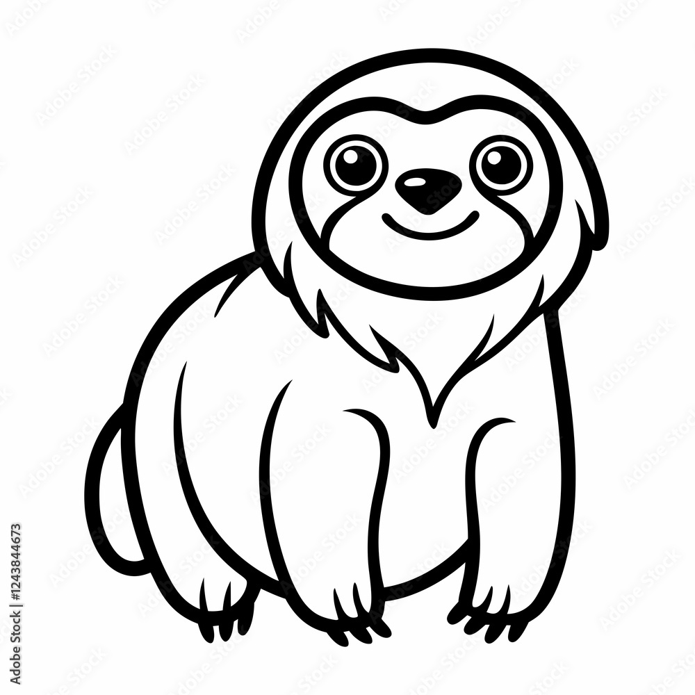 Simple a Sloth line art vector white background Simple a Sloth line art vector white background