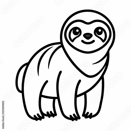 Simple a Sloth line art vector white background