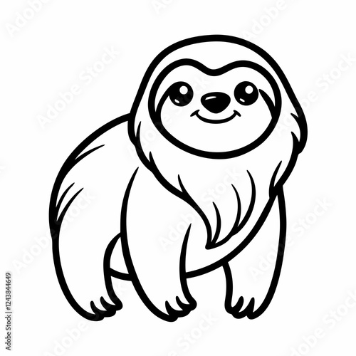 Simple a Sloth line art vector white background