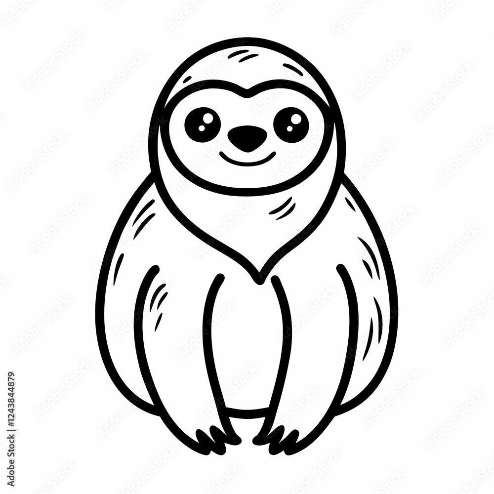 Obraz premium Simple a Sloth line art vector white background
