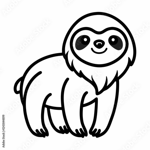 Simple a Sloth line art vector white background