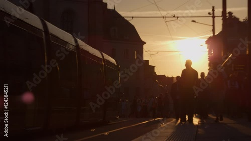 Sunset at a Tram Station in Le Mans, France 2