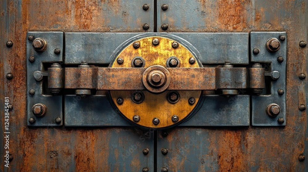 Rusted metal vault door latch mechanism Rusted metal vault door latch mechanism