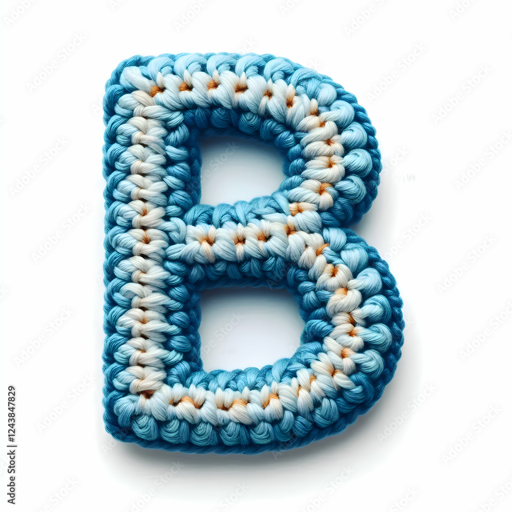 Obraz premium letter B Crochet isolated on white background