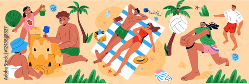 Beach Vacation. Flat Vector Illustration