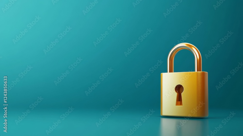Enhanced security, a gleaming golden padlock on tranquil blue backdrop symbolizing protection Enhanced security, a gleaming golden padlock on tranquil blue backdrop symbolizing protection