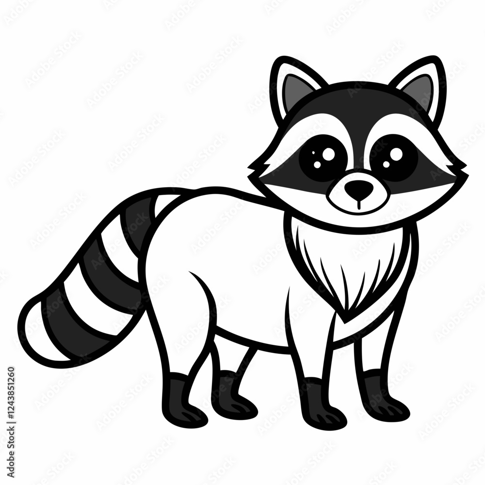 Simple a Raccoon line art vector white background Simple a Raccoon line art vector white background