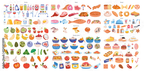 Food Set. Flat Vector Illustration
