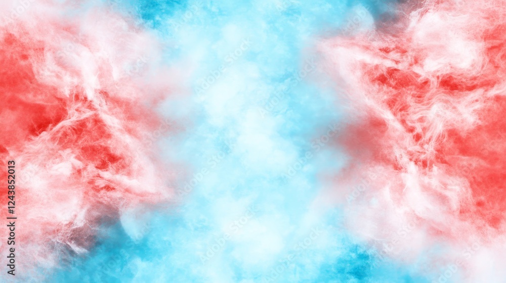 Fototapeta premium Dynamic interplay of red and blue with an abstract white red pattern on a vibrant background