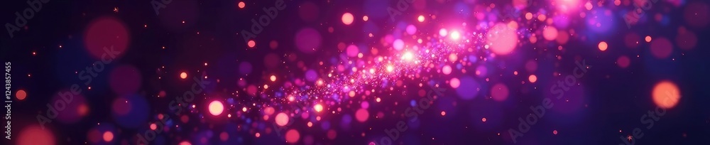 Flashing purple lights illuminate gold particles suspended in mid-air, suspended, fiber Flashing purple lights illuminate gold particles suspended in mid-air, suspended, fiber