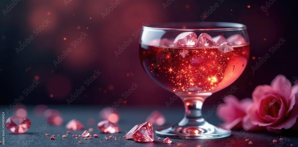 Delicate wine glass overflowing with sparkling diamonds, Wine Glass, Jewel Toned Delicate wine glass overflowing with sparkling diamonds, Wine Glass, Jewel Toned