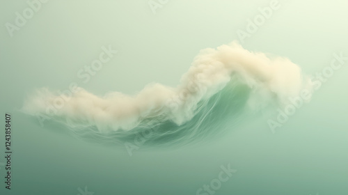 Waves of mist rising from a serene ocean surface at dawn creating a dreamy coastal atmosphere. Generative AI