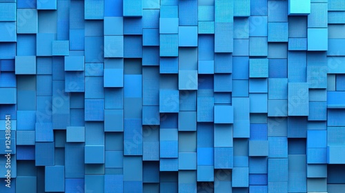 Fototapeta Naklejka Na Ścianę i Meble -  Blue cube texture wall background, abstract design