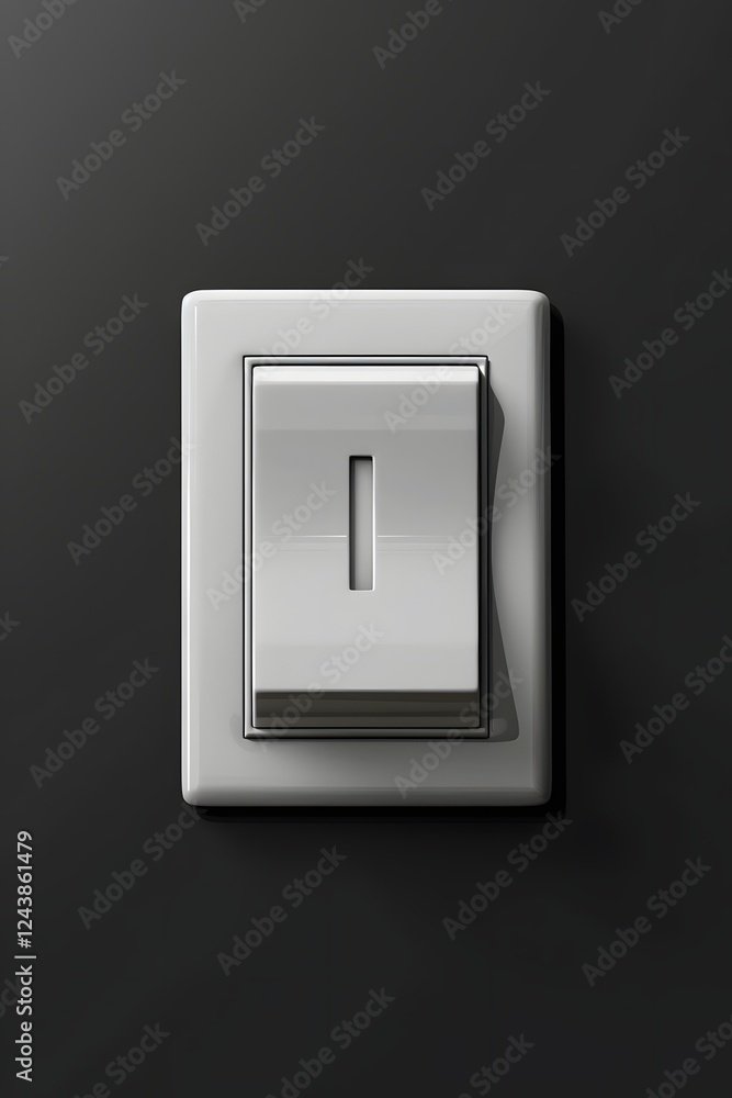 Minimalist White Light Switch on Dark Background Minimalist White Light Switch on Dark Background