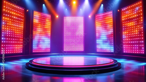 Podium stage for television studio modern theater shows concept background wallpaper AI generated image