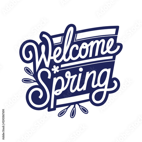 Hello Spring hand written lettering words.