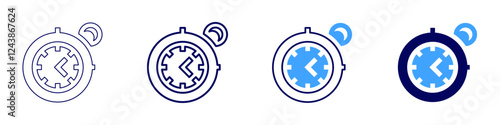 Timer for games icon in 4 different styles. Thin Line, Line, Bold, and Bold Line. Duotone style. Editable stroke