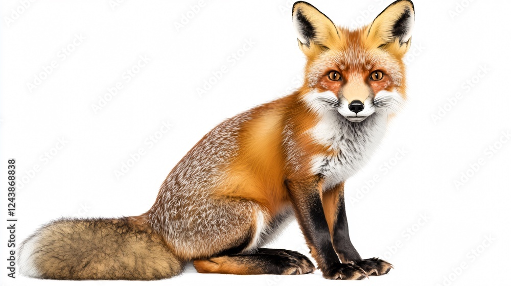 Fototapeta premium Vivid and Detailed Digital Illustration of a Noble Red Fox Portrait with Intricate Fur and Expressive Amber Eyes