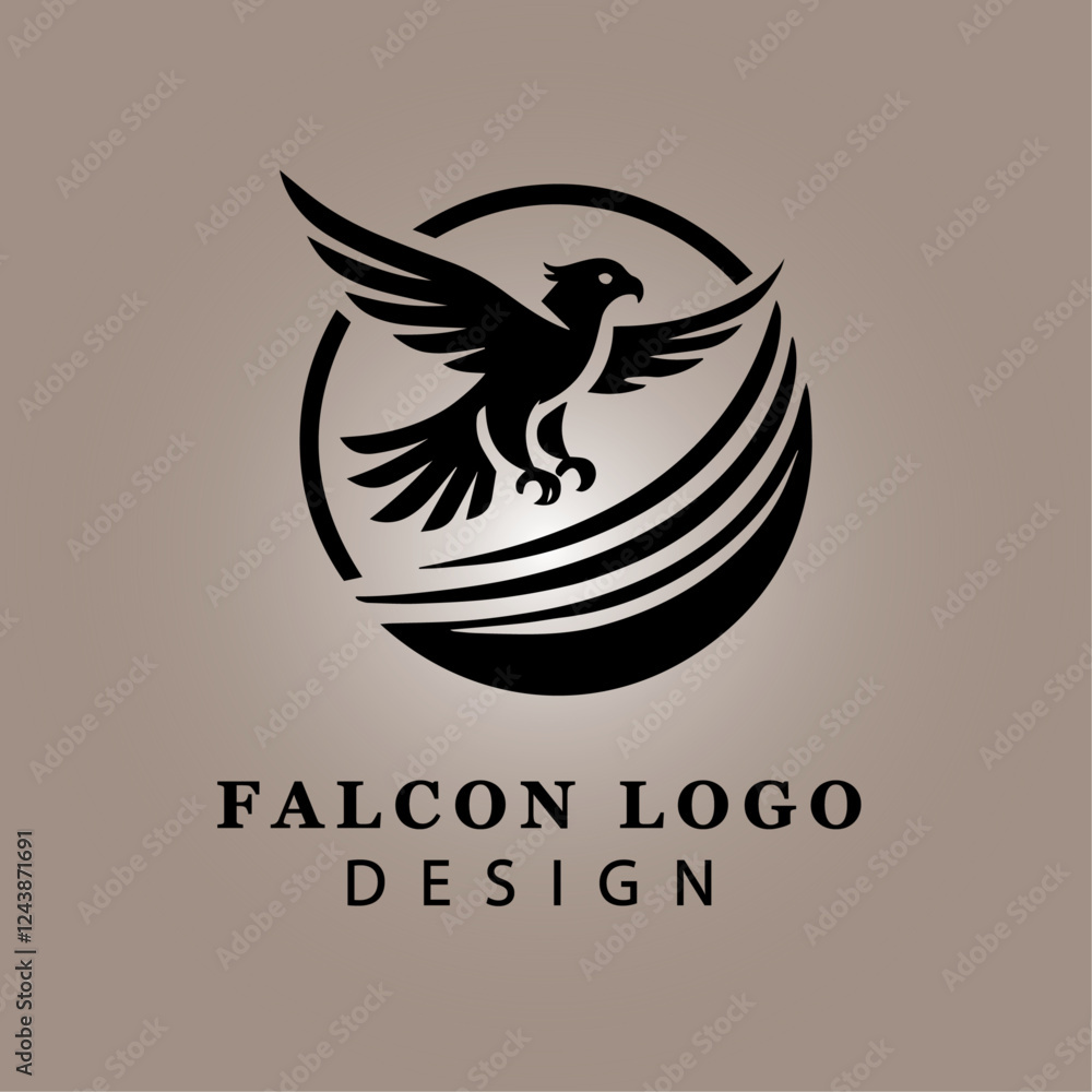 Fototapeta premium Dynamic Eagle Silhouette Logo Design with Circular Frame, Representing Strength and Freedom, Perfect for Branding and Graphic Design Projects 