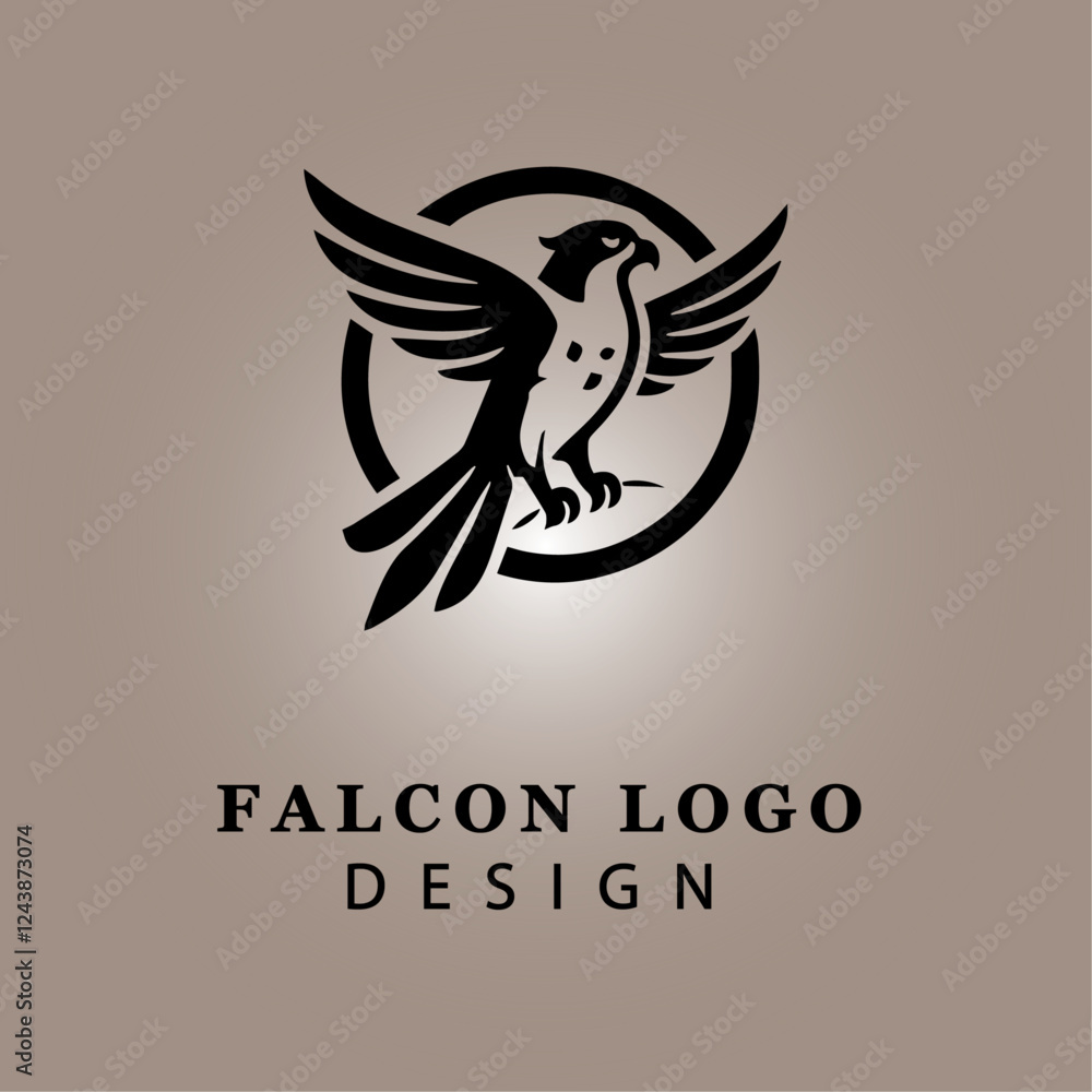 Obraz premium Dynamic Eagle Silhouette Logo Design with Circular Frame, Representing Strength and Freedom, Perfect for Branding and Graphic Design Projects