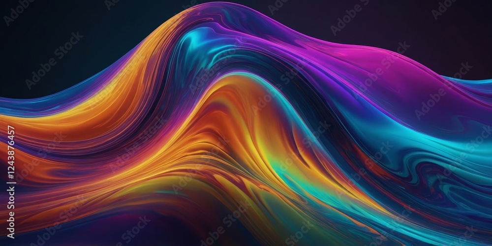 Obraz premium Vibrant abstract waves flow gracefully in a dazzling array of colors and light