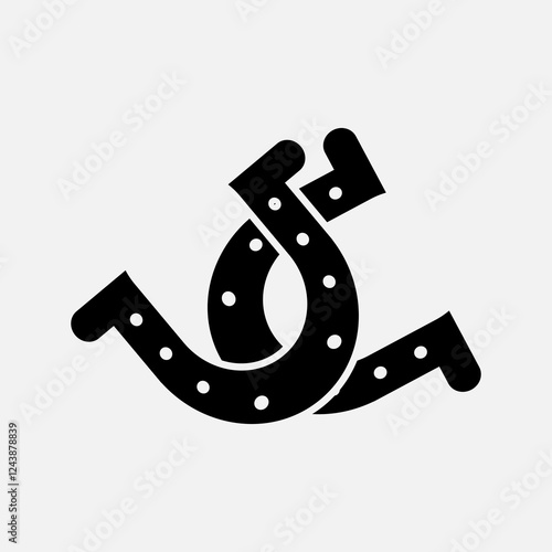 silhouette symbol element of interlocking horseshoes.