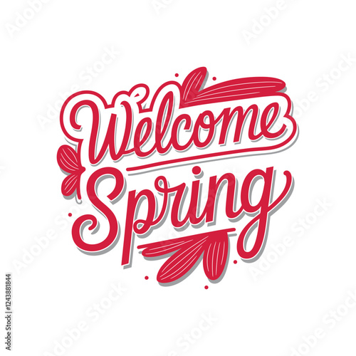 Spring greeting typography with fresh bloom flowers