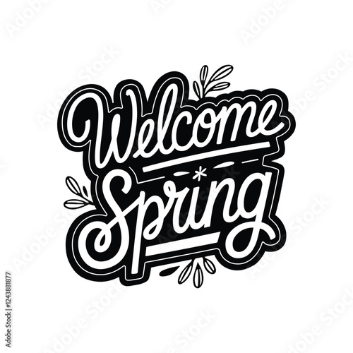 Spring greeting typography with fresh bloom flowers